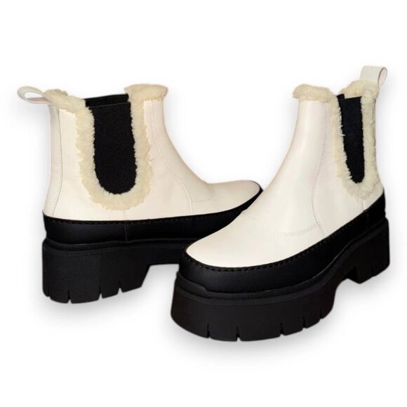HUGO Kris Women's White Chelsea Boots Leather Manmade US 7 (UK 4 EU 37) RT $209 - Picture 4 of 4